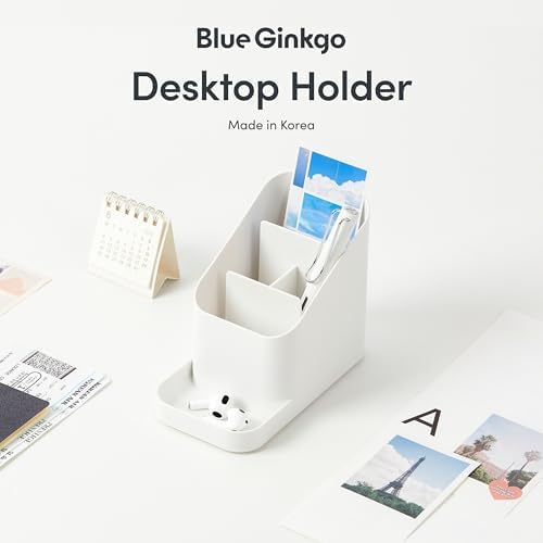 BLUE GINKGO Pen Holder, Desk Organizer, White, Made in Korea - Image 2