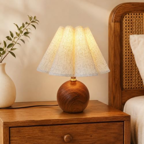 Small Vintage Table Lamp, 11.5'' Wood Grain Cute Mini Bedside Lamp by JAIZAIWJ