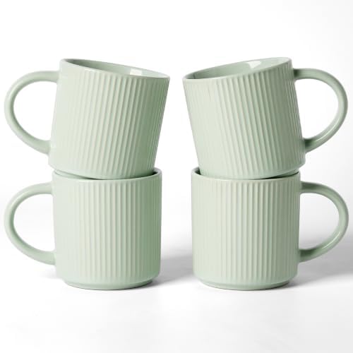 famiware Coffee Mug Set of 4, Star 12 oz Ceramic Mugs Cups Set with Handle by Famiware