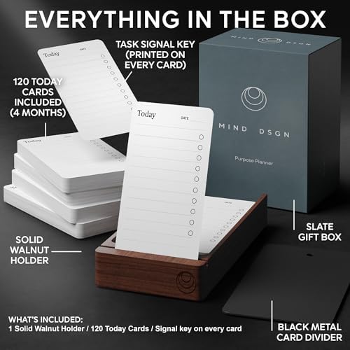 Daily To-Do List Cards & Walnut Card Display, Analog Planner, ADHD Focus - Image 3