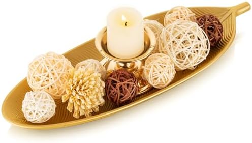 Hanobe Decorative Trays for Home Decor, Leaf Shaped Wood Key Bowl by Hanobe