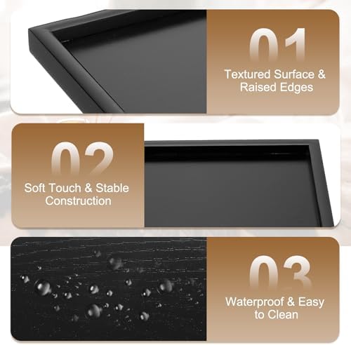 Wooden Serving Tray Square Wood Serving Tray Decorative Platter, 11.8x11.8 Inch Fit for Home Decor Kitchen Coffee Table Candle Holder, (Black) - Image 3