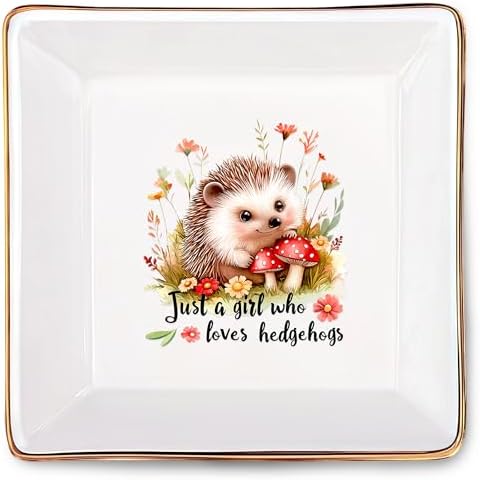 Hedgehog Jewelry Ring Holder Dish Tray, Gifts For Women Teens Girls, Hedgehog Lovers Themed Stuff Things Decor Merch, Home Room Ring Earrings Necklace Organizer Holder! by BJDAMAIGIFTSFORGIRLSKIDS
