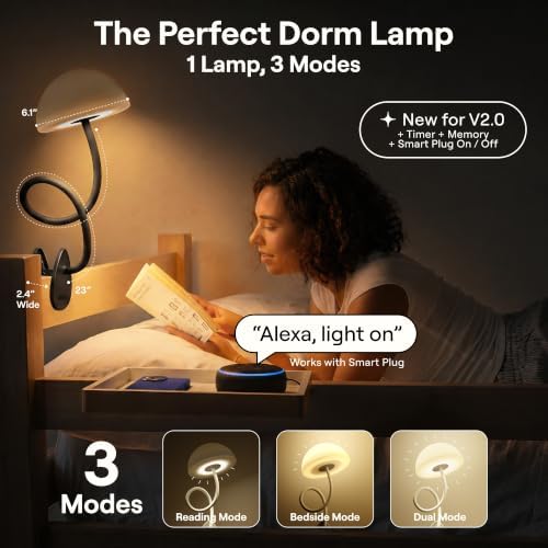 Smallish Shroommate Clip On Light for Dorm Room - 2.0 (Black) - Image 2