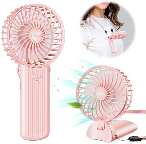 PSECICI Handheld Fan, Mini Portable Personal Fan with lanyard, 4 Speeds Level 180° Foldable Design for Desk/Travel/Office/Outdoor by PSECICI