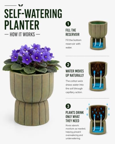 Self Watering Pots for Indoor Plants, 6 Inch Ceramic African Violet Pot - Image 3