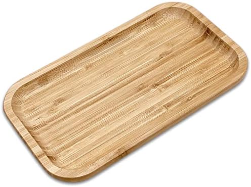 Bam&Boo Bamboo Serving Tray Natural Minimalist Rectangular (9.7” x 5.4" x 0.8") Coffee, Tea, Food, Drinks, Storage, Decor for Home, Kitchen, Bathroom by BamBoo
