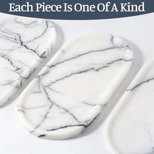 Koville Natural Marble Tray, 12"x6" Decorative Tray for Countertop, Catchall for Perfume, Candles, Jewelry Dish Milas Lilac - Image 4