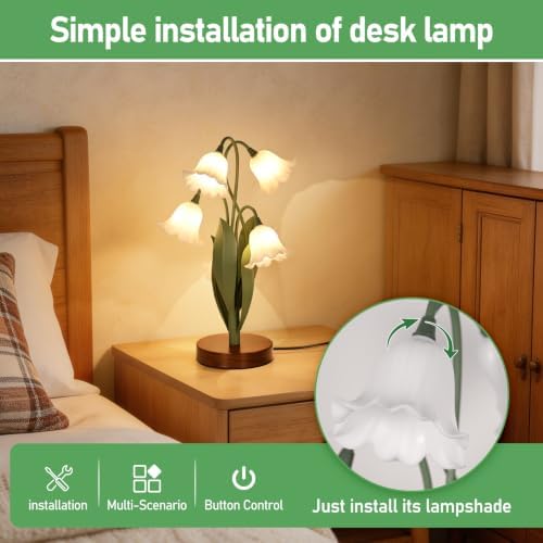 Flower Table Lamp for Bedroom, LED Cute Reading Light - Image 6