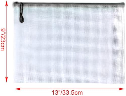 Oaimyy-16 PCS-9"x 13"inches-Mesh Zipper Pouch, Big Size,Plastic Zip File Folders Puzzle Bags for Organizing,for Office Supplies,Travel,Home Storage-Black