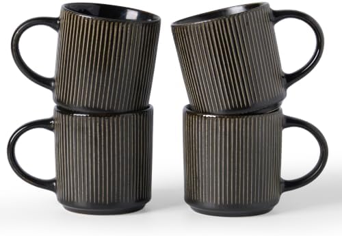 famiware Coffee Mug Set of 4, Star 12 oz Ceramic Mugs Cups Set with Handle by Famiware