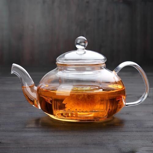 Glass Teapot Stovetop Safe, Heat-Resistant Clear Teapot with Removable glass Infuser, Loose Leaf and Blooming Tea Maker （20.3 OZ) by Zifoudvs