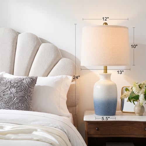 PoKat 24'' Ceramic Table Lamp for Living Room, Farmhouse Gradient Blue - Image 5