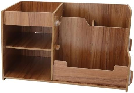 Wooden Desktop Organizer Shelf 9.5x5.5x5.1 Inch – Multi-Layer Tabletop Storage Box for Home Office, Study, Space Saving Design by Unknown