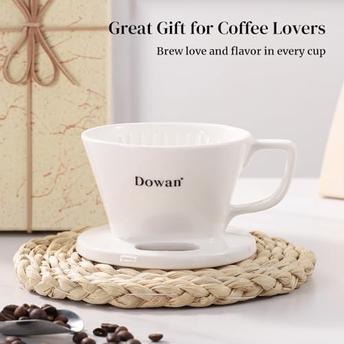 DOWAN Pour Over Coffee Maker, Non-Electric Pour Over Coffee Dripper with Open Base Design, Manual Brew Maker, Single Cups Porcelain Slow Brewing Accessories for Gifts, White - Image 7