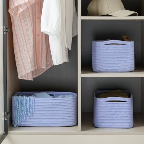 3 Pack Small Storage Baskets for Organizing, 11.8×7.8×5.1", Sky Blue - Image 4