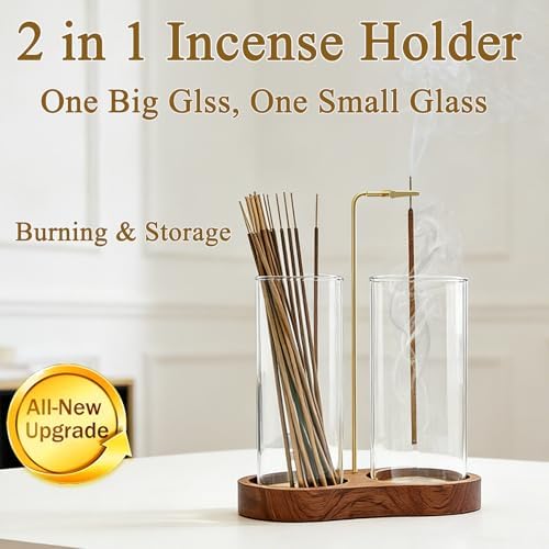 Ceremony Incense Holder, Wooden Incense Burner with Glass Ash Catcher - Image 2