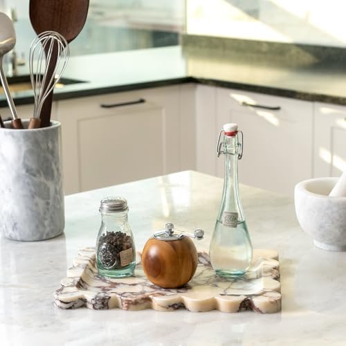 Koville Luxury Calacatta Viola Marble Tray, 11"x8" Scalloped Marble Vanity Tray for Countertop Bathroom Kitchen Dresser, Natural Stone Tray for Jewelry Perfume Home Decor, Decorative Catchall Tray - Image 7