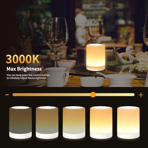 OORUN Touch Bedside Table Lamp,13 RGB Colors & 5 Brightness, USB Rechargeable Desk Lamp, Remote Control Dimmable Light with RGB Color Changing,Portable Lamp for Baby (White) - Image 4