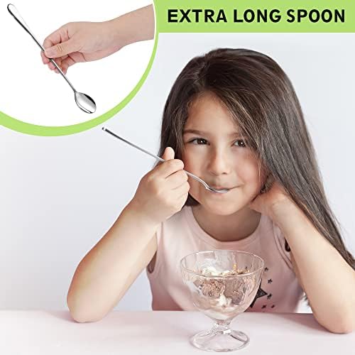 9" Ice Cream Spoons Long Handle Iced Tea Spoons Thicken Heavy Duty 6Pcs - Image 5