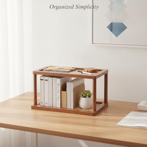 Natural Bamboo Desktop Organizer Rack - Vertical File & Mail Holder for Office Desk, Kitchen Counter, or Entryway Table - Image 3