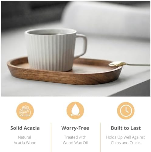 Vandroop Acacia Wooden Mini Serving Tray Set of 2, Tea&Coffee Table Tray - Image 3