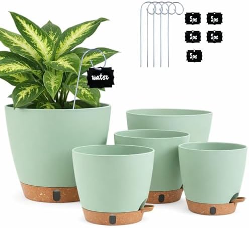 5-Pack Self Watering Pots for Ourdoor/ Indoor Plants 10/9/8/7/6.5 Inch by Montresor