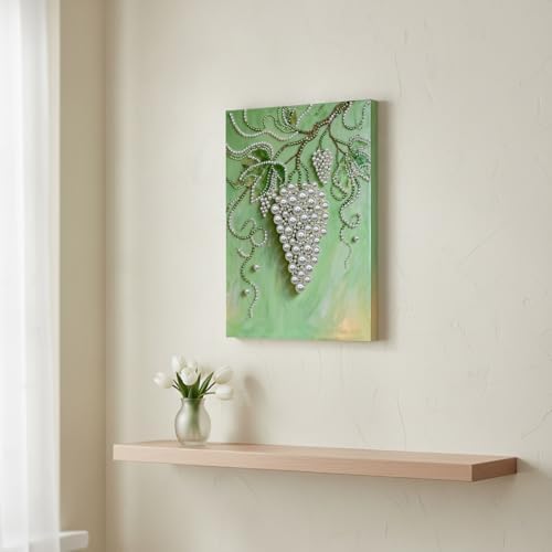 LQCrafK DIY Pearl Art Painting Handcraft Kit for Adults Beginners, Creative Design, Healing Stress-Relieving Home Wall Decoration, with Framed Painting and Tools-Grape - Image 5
