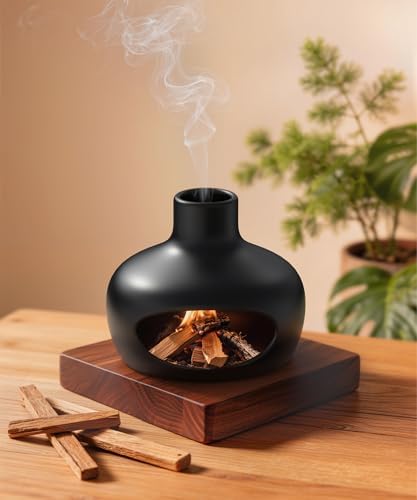 Palo Santo Holder - Modern Chiminea Incense Burner for Yoga, Meditation, and Anxiety Relief - Wood Sticks Dish, Sage Ash Catcher, Smudge Bowl, Cone Burner - Cauldron by Kitcroet
