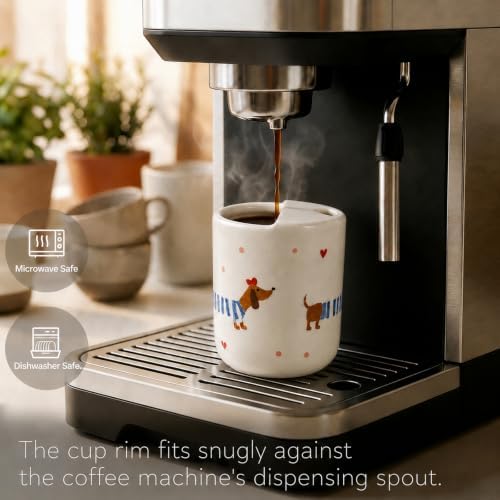 Ceramic Travel Coffee Mug 12 OZ, Cute Dachshund Pattern Coffee Cup - Image 3