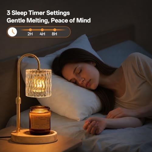 Homelist Decorative Ripple Glass Candle Warmer Lamp, Dimmable - Image 4