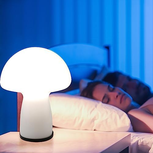 NOTOC Mushroom lamp,Dimmable Glass Table Lamp,Vintage Style Table Lamp,White Bedside Desk lamp,Cute Table Lamps.（LED Bulbs Included） - Image 4