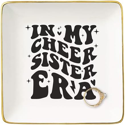 Mother's Day Birthday Christmas Gift to Stage Sis,Cheerleader Present,Cheerleading Sis Present,Join in Cheer Squad Gift for Sister-Ceramic Jewelry Tray Trinket Holder Ring Dish-In My Cheer Sister Era by NZY