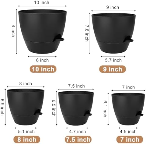 QRRICA 7/7.5/8/9/10 Inch Self Watering Pots for Indoor/Outdoor Plants - Image 3