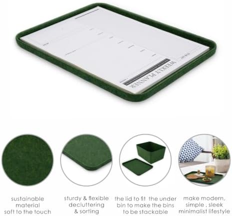 Welaxy Forest Green Felt Tray Lid for Desk Drawer Organizer Bin Minimalist - Image 3