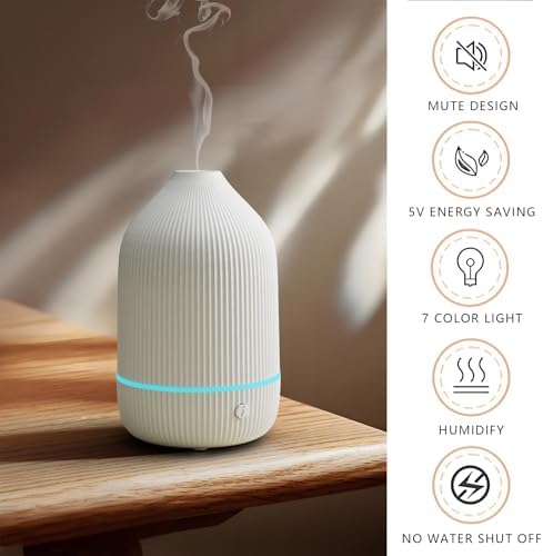 Oil Diffuser,100ML Mini Aromatherapy with USB Cable & Adapter, 7 Colors Lights Mode Waterless Auto Off for Car Home Office Room (USB Power) - Image 4