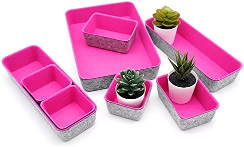Welaxy Hot Pink Drawer Organizers 8pc Desk Tray Makeup Office Storage Bin - Image 6