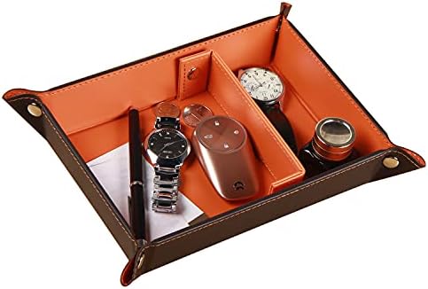 Travel Valet Tray,Entryway Dish,PU Leather Catchall EDC Dump Tray/Bowl by YAPISHI