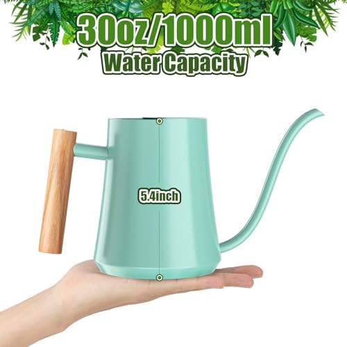 Green Moon 1L/35oz Metal Watering Can Indoor with Long Spout, Mint Green - Image 3