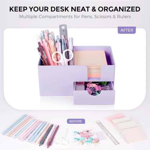 SKYDUE Small Desk Organizer with Sticky Notes Holder,Pen Holder for Deskc - Image 6