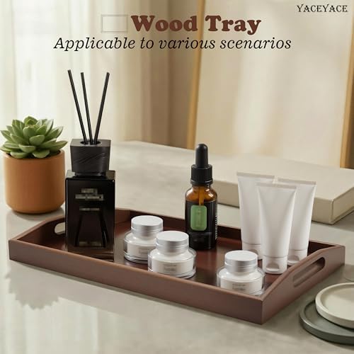 Bamboo Serving Tray with Handle, 15"x9.8"x2" Small Serving Tray - Image 5