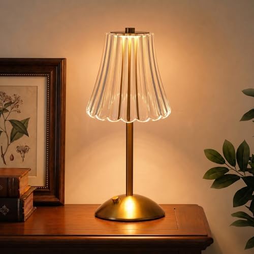 Nusogon Rechargeable Cordless Table Lamp, Gold Touch Crystal Desk Lamp by Nusogon