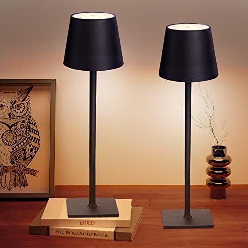 CHLORANTHUS 2 Pack Cordless Table Lamps, 3 Colors Stepless Dimming, 5000mAh Rechargeable Battery LED Desk Lamp for Bedroom/Couple Dinner/Desk/Cafe/Dining Room/Terrace by CHLORANTHUS
