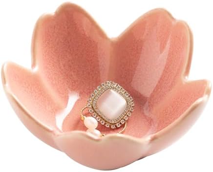 Flower Ring Holder Dish, Ceramic Jewelry Tray, Small Trinket Dish by QNMUSUNC