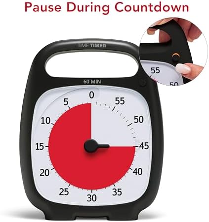 TIME TIMER Plus 60 Minute Desk Visual Timer - Countdown Timer with Portable Handle for Classroom, Office, Homeschooling, Study Tool with Silent Operation (Charcoal) - Image 6
