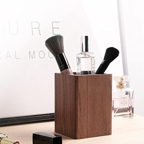 Wooden Pencil Holder, Stationery Organizer, Square Pen Cup Holder, Black Walnut Wood, Handwork, Desk Decoration, for Stationery, Make up Brushes, Desks, Offices (Brown) - Image 5