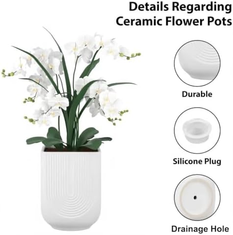 Ceramic Planter, 6 Inch Plant Pot with Drainage, Matte White - Image 6
