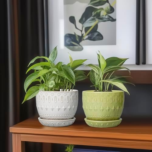 G EPGardening Ceramic Planter 5.5 Inch, Boho Plant Pot Indoor, Green - Image 7