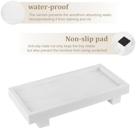 Decorative Tray Farmhouse Decor Wood Soap Holder, 10.8 * 5.3 White - Image 3