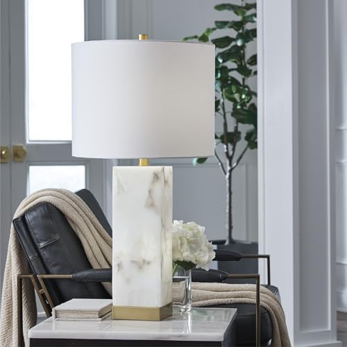 Signature Design by Ashley Linderfield Alabaster 3-Way Table Lamp, White - Image 2